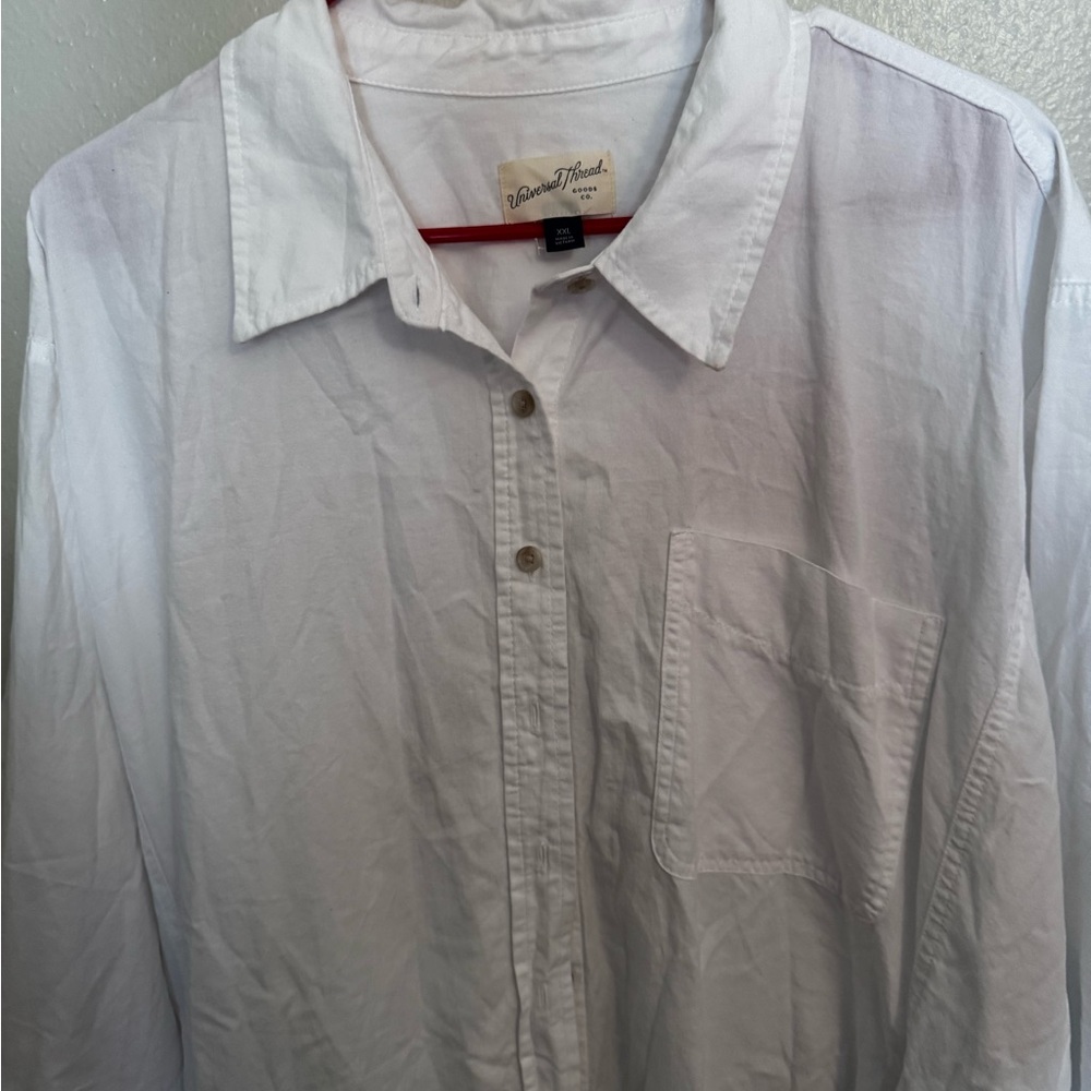 White Long Sleeve Shirt Dress - Picture 2 of 10